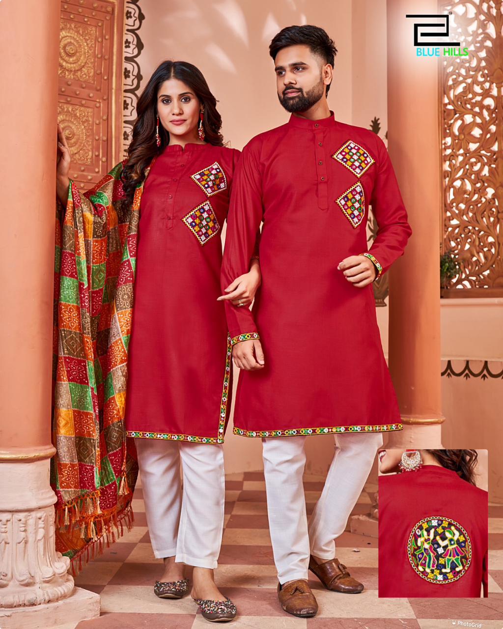 Blue Hills Navratri Twinning Couple Wear Readymade Suits Catalog